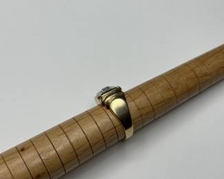 J7 - $425. Size 10. Mens 14kt gold ring with diamond. (Diamond has somehow been scratched on the top the whole way around)