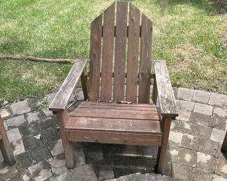 W124 - $75 each. 4 available. Adirondack chairs. Measures 28" wide x 30" deep x 36" tall. All sturdy but could probably use a coat of stain.