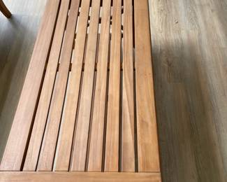 W121 - $200. Cambridge Casual Teak Coffee Table. Excellent condition. Has been used in a 3 season room - protected from pollen! Measures 48" wide x 25" x 18" tall.