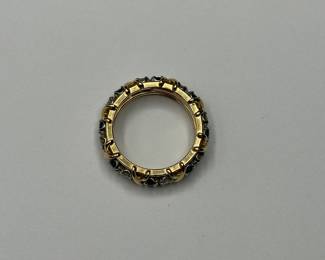 J32 -$5,500. "Tiffany & Co. 750 Schlumberger" Stamped. Sixteen Stone Ring with Diamonds and Sapphires. Size 7.5/8. Jean Schlumberger designed. Still on Tiffanys website!