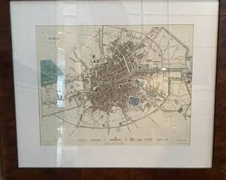 W34 - $75. Framed Map of Dublin. Purchased at Whitley Galleries. Measures 29.5" x 25.5" framed.