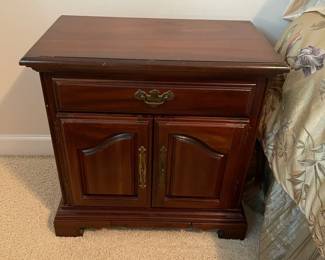 W11 - $100 PAIR of Wooden Nightstands with 3 drawers each. Measures 24" wide x 16" deep x 26" tall.