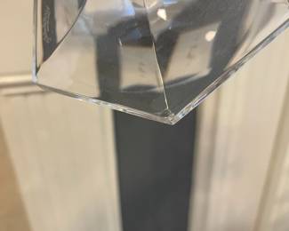 W44 - $20 PAIR. Val St. Lambert Crystal Candlesticks. 1 had minor chip on the base. Measures 11" tall.