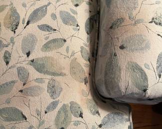 W60 - $50 Smith Brother of Berne Upholstered Side Chair. (This is was where the doggy liked to sit and has significant wear $50 - left chair in photo). Measures 29.5" wide x 37.5" deep x 37.5" tall.