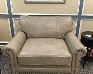 W39 - $950 each. *2 available* Smith Brothers Leather Chair and a half. Measures 49" wide x 40" deep x 37" tall. Both are in Very good condition. No rips / tears / holes etc.