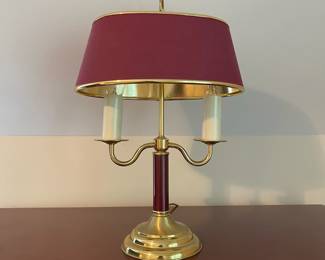 W24 - $35. Beacon House Brass Table Lamp. Measures 17" tall. Shade is in good condition!