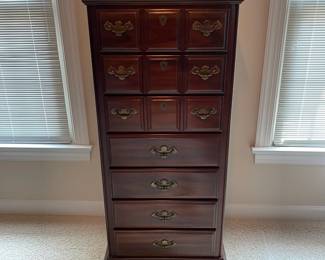 W30 - $150. American Drew Lingerie Chest. 7 drawers all slide easily. Measures 24" wide x 16" deep x 51.5" tall.