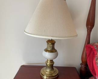 W12 - $80 PAIR. Vintage ALSY Table lamps. Measures 27" tall. Vintage shade is in very good condition!