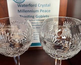 Waterford Crystal Millennium Peace Toasting Goblets.  Perfect Condition