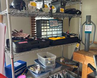 Huge selection of tools, air compressor & garage items lawn and garden.