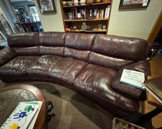 Flexsteel, all leather sofa. Two piece rounded. New cost over $4,000. Beautiful condition.