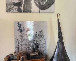 Thomas Edison Photograph with records cylinders