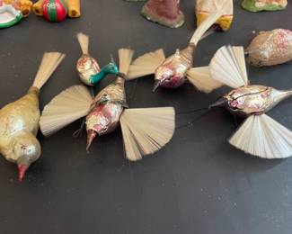 Rare Vintage Mercury Glass Bird Christmas Ornaments German 1930's