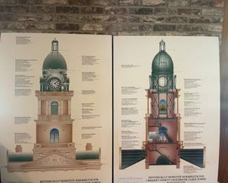 Drawings of the restoration of Fort Worth Clock Tower