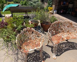 Victorian Cast Iron Garden Bench and Chair