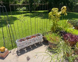 Two Vintage Victorian Cast Iron Grapevine Planters