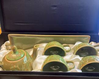 Asian tea set in case