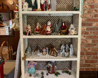 Wicker Bookshelf with XMAS Ornaments