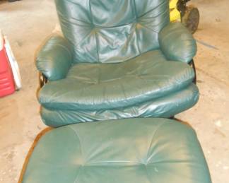 Leather chair and ottoman
