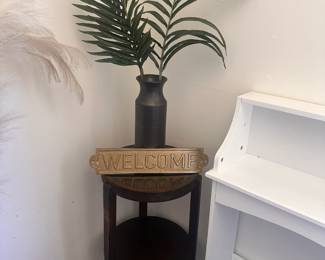 Decor pieces and round side table with claw legs
