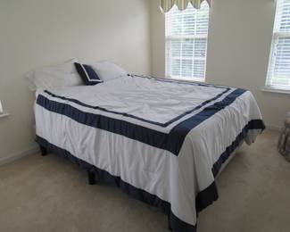 queen bed - sleep number extra deep mattress and frame - LOTS of linens