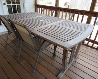 solid Teak outdoor table / chairs