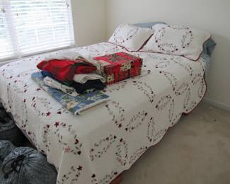 queen box spring/mattress LOTS of linens