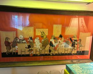 DOG ART "AT THE HOUND BAR"