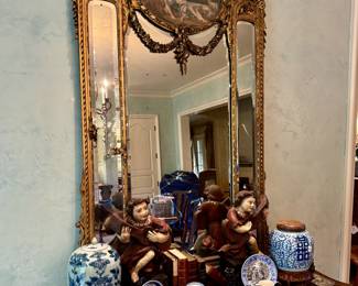 Fabulous hand painted French mirror 1880s