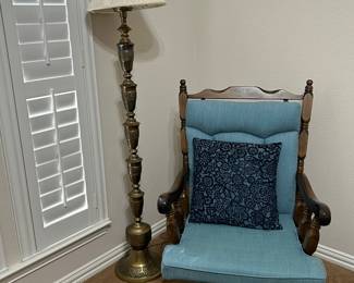 Brass lamp & vintage rocker
