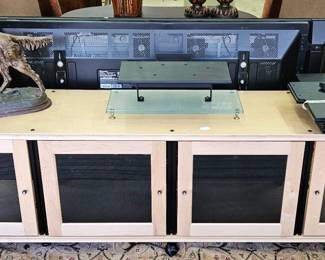 AV screened console with shelves
