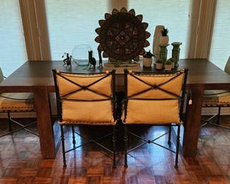 Dining table with a leaf and a dozen chairs