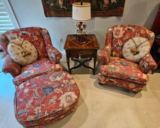 Matching chairs and shared ottoman
