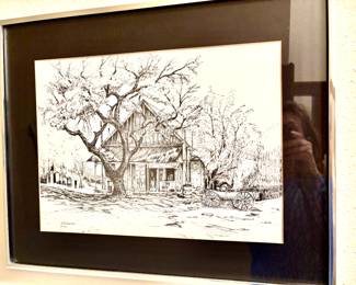 Pen and ink of Luckenbach postoffice