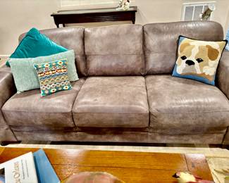 Italian grey leather sofa