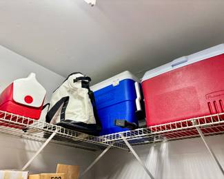 Large assortment of ice chests