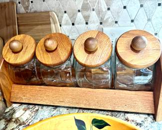Wood top canister set