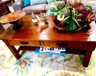 Coffee table with drawers and shelf