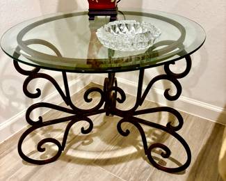 Scroll iron base side table