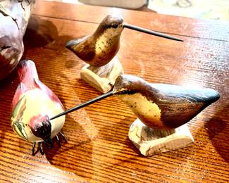 Signed wood birds by Jim & Pat Slack