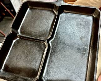 Rare Griswald vintage cast iron divided skillet