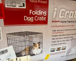 Folding dog crate in box