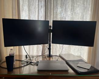 Full office. Multiple portable monitors