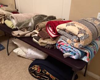 towels, linens, bedding, blankets, bath mats