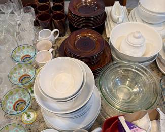 margarita glasses, plates, bowls