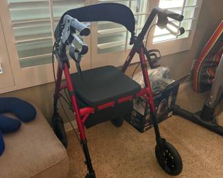 rolling walker with seat and storage