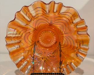 Scalloped Carnival Glass Bowl