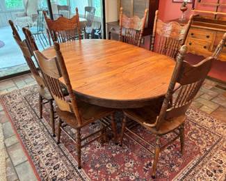 Carved Lion Pedestal Dining Table
