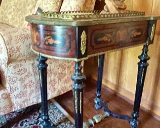 Brass marquetry boulle inlay ebonized wood planter table