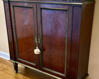 19th C mahogany empire cabinet with fine metal inlay and black onyx fittings!!!